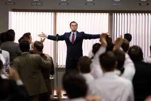 Leonardo DiCaprio as Jordan Belfort in a scene from The Wolf of Wall Street.