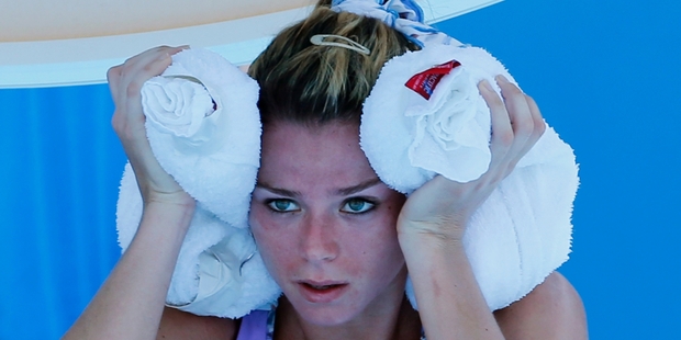 Camila Giorgi of Italy feels the heat at the Australian Tennis Open. Photo / AP