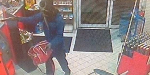 Maia Rongonui, 24, failed in an attempt to rob the Solway Caltex Station while masked and armed with a sawn-off shotgun on November 11 last year. PHOTO/SECURITY CAMERA
