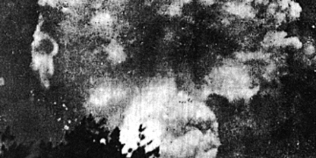 A photo taken of the Hiroshima bombing.