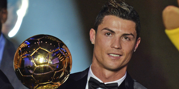 Cristiano Ronaldo is awarded the prize for the FIFA player of the year 2013. Photo / AP