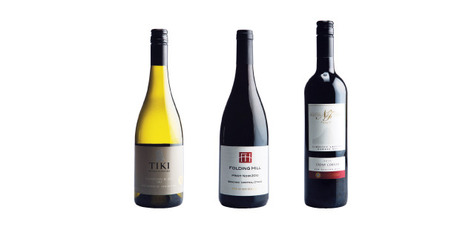 Tiki Single Vinyard Marlborough Sauvignon Blanc; Folding Hill Bendigo Central Otago Pinot Noir; Newton Forest Stony Corner Gimblett Gravels Hawkes Bay. Photo / Supplied.
