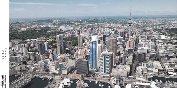 An artist's impression of the proposed 41-level tower as part of the redevelopment of the Downtown Shopping Centre.