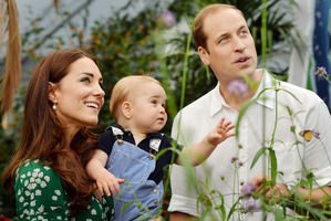 Britain's Prince William and Kate Duchess of Cambridge and the Prince during during a visit to the Sensational Butterflies exhibition at the Natural History Museum, London. Photo / John Stillwell/AP