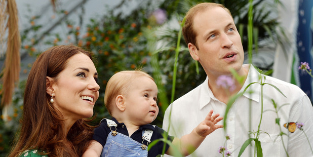 Britain's Prince William and Kate Duchess of Cambridge and the Prince during during a visit to the Sensational Butterflies exhibition at the Natural History Museum, London. Photo / John Stillwell/AP