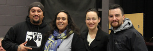 Napier's winning short film-maker Ali Beal (second left) with Tipene Harmer, left, from AWA Transmedia, Maori TV reporter Aroha Treacher and Hamahona Ambler from Ngati Kahungunu Iwi Inc.
