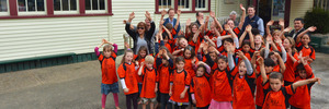 Peria School pupils celebrate their new 10kW solar array. Photo: Rafael Ben-Ari