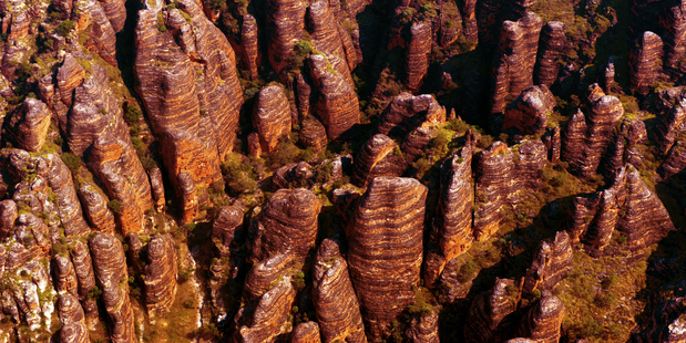 The Bungle Bungles in Purnululu National Park. A helicopter trip is a good way to view this geological oddity in Australia's East Kimberley region.