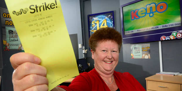 One of the winning lotto tickets were sold at Paper Plus Mount Maunganui. Owner Jane Debenham.