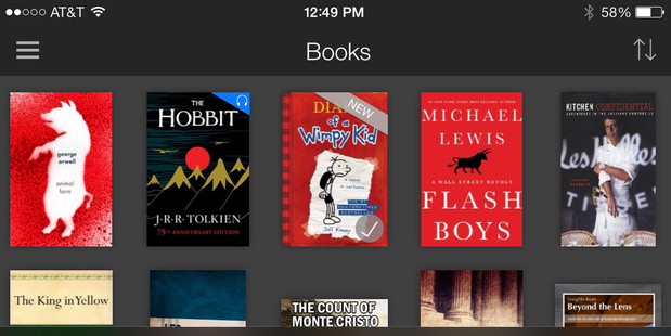 This screen shot taken from an iPhone shows five books, top row, available through Amazon's Kindle Unlimited subscription service. Photo / AP