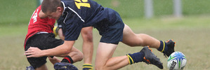 Aquinas player Church in a previous match against Jesse Mount Maunganui College.