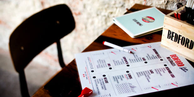 Interactive menu at Bedford Soda & Liquor in Ponsonby Central. Photo / Babiche Martens.