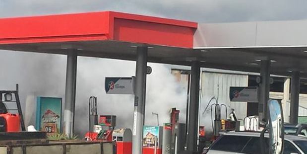Fire at the Caltex Service Station in Omahu Road, Hastings. Photo: Lisa Stevenson
