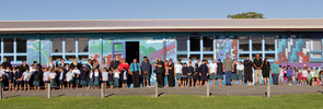 Staff and students from Te Kura Kaupapa Maori o Te Wananga Whare Tapere o Takitimu. Photo/Supplied