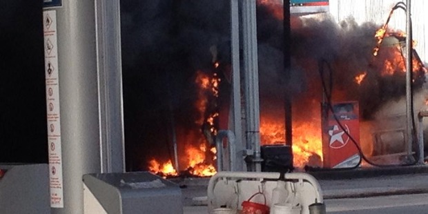 Onlookers were horror-struck as a burning truck sparked a fierce fire at a Caltex service station on Omahu Rd, Hastings.
