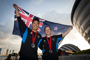 New Zealand judokas Adrian Leat and Moira de Villiers both won silver medals in Glasgow. Photo / Greg Bowker