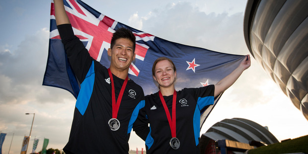 New Zealand judokas Adrian Leat and Moira de Villiers both won silver medals in Glasgow this morning. Photo / Greg Bowker