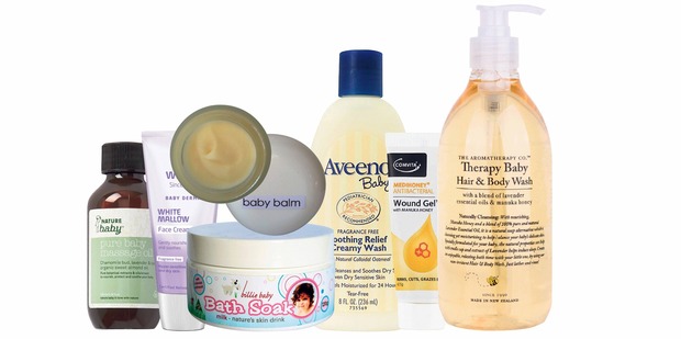 Nature Baby Massage Oil; Weleda White Mallow Facial Cream; Joanna Lewton Baby Balm; Billie Baby Bath Soak; Aveeno Baby Wash; Comvita Medihoney Antibacterial Wound Gel; Therapy Baby Hair & Body Wash.