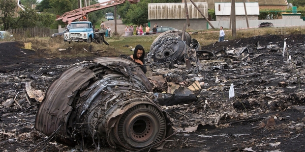 The site of the Malaysia Airlines flight shot down over Ukraine airspace. Photo / AP