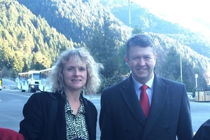 David Cunliffe, with Labour candidate Liz Craig in Queenstown, where he took his break after two days in bed with flu.