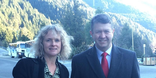 David Cunliffe, with Labour candidate Liz Craig in Queenstown, where he took his break after two days in bed with flu.
