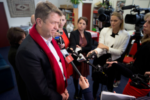 Labour Party leader David Cunliffe holds a press conference at his electorate office. Photo /