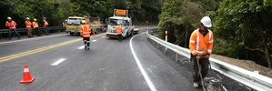 Final touches being made to SH1 Brynderwyn Hills before it was opened to traffic. PHOTO/Michael Cunningham