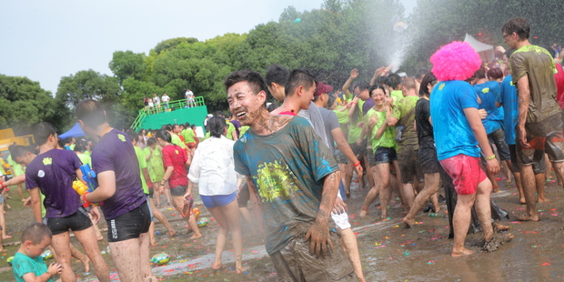 Zespri Chinese water fight. Photo/supplied