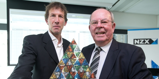 Sir John Goulter (right) - pictured yesterday with Nigel Rigby - says the value-added glass processing market is forecast to grow. Photo / Richard Robinson