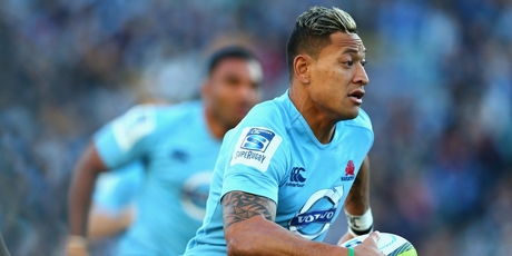 Former league star turned Waratahs and Wallabies ace Israel Folau has twice the venom of the Crusaders' blockbusting back Nemani Nadolo. Photo / Getty Images