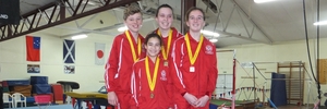 HIGH FLYERS: Wanganui trampolinists (from left) Jamie O'Hagan, Keira Bennett, Briar Limpus and Michaela Davey. PHOTO/ANNE BENNETT