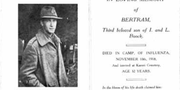 Sergeant Bertram Boock died from the flu on his 32nd birthday.