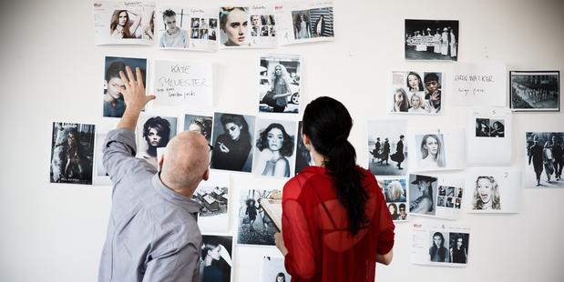 Stephen Marr consults his team on the Marr factory in the office. Photo / Babiche Martens.
