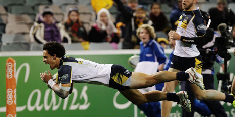 Matt Toomua of the Brumbies scores a try during the round 19 Super Rugby match between the Brumbies and the Force. Photo / Getty Images