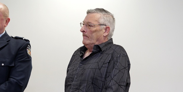 Paedophile Trevor Hall being sentenced in Tauranga District Court. PHOTO/JOHN BORREN