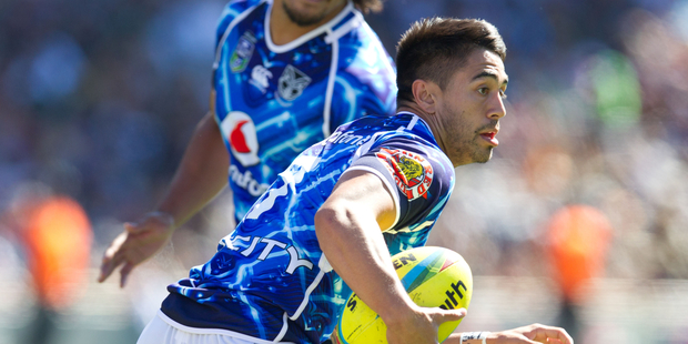 Warriors halfback Shaun Johnson continues to struggle with a groin injury and is in doubt to play the Canberra Raiders on Sunday. Photo / Richard Robinson.