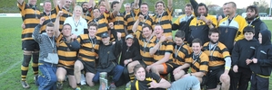 UNRESTRAINED JOY: The Eketahuna squad celebrate their comeback victory over Gladstone on Saturday, after what was a difficult week for the team and coach.