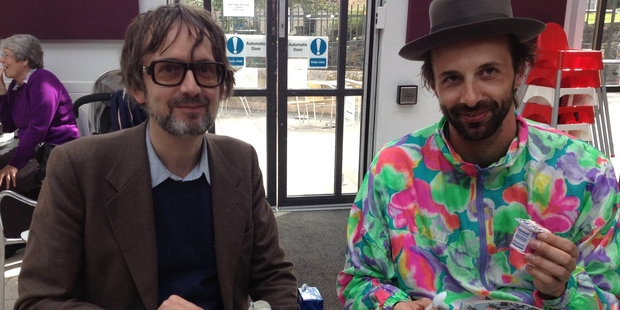 A shared affection for home - Kiwi film director Florian Habicht (right) and Pulp frontman Jarvis Cocker.