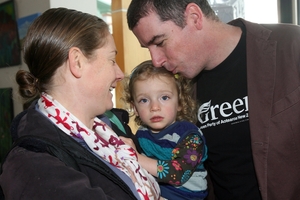 Green Party candidate John Hart with his wife and daughter attended.