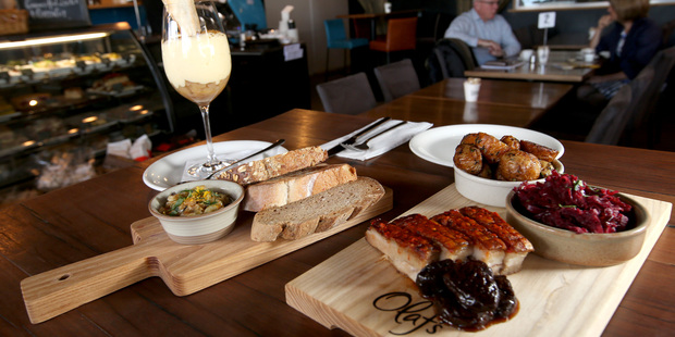 Deconstructed Apple Strudel, Bagna Cauda and Crispy Pork. Photo / Jason Oxenham