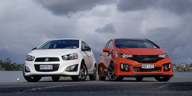 Holden Barina RS (left) takes on Honda's Jazz Mugen.Photos / David Linklater