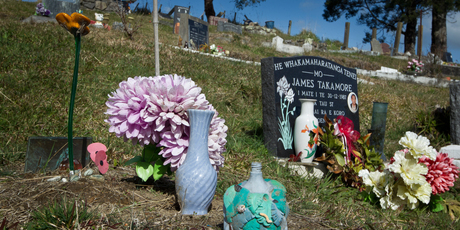 James Takamore's grave in Kutarere. Photo Stephen Parker