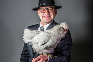 Man and Bird: TV personality and chef Mike Van de Elzen. Photo / Babiche Martens.
