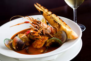 Zuppa di pesce (seafood soup) on the menu at newly renovated restaurant Prego. Photo / Babiche Martens.