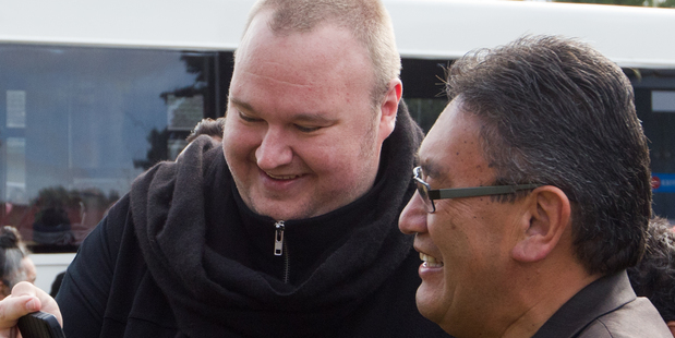 Hone Harawira and Kim Dotcom. File photo / Stephen Parker