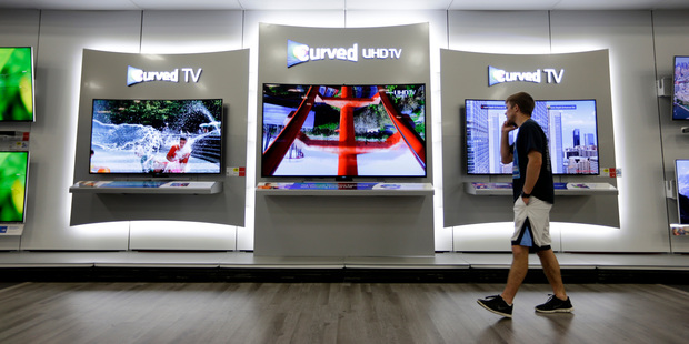 A Samsung curved television on display. Photo / AP
