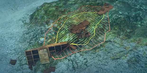 Shipwreck of the MV Rena, Astrolabe Reef, Bay of Plenty. Image taken from screengrab.