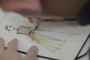 Jason Wu sketching. Photo / Hugo Boss.