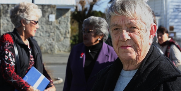 Barbara Elmes at Waipu's WWI memorial service in the town on Tuesday. Photo / John Stone