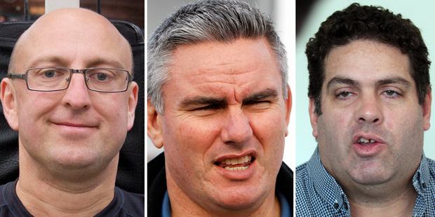 David Farrar, left, Kelvin Davis, centre, and Cameron Slater. Photos / File